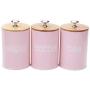 3 X Food Storage Jar, Pink Food Storage Can with Airtight Seal Bamboo Lid -Modern Design Kitchen Storage Canister for Serving Tea, Coffee,Spice