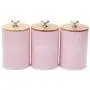 3 X Food Storage Jar, Pink Food Storage Can with Airtight Seal Bamboo Lid -Modern Design Kitchen Storage Canister for Serving Tea, Coffee,Spice