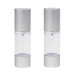 2PCS Clear 30ml 1oz Empty Upscale Refillable Plastic Airless Pump Bottles Make Up Cream Lotion Toner Cosmetic Toiletries Liquid Storage Containers Jar Pots With Silver Cap