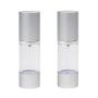 2PCS Clear 30ml 1oz Empty Upscale Refillable Plastic Airless Pump Bottles Make Up Cream Lotion Toner Cosmetic Toiletries Liquid Storage Containers Jar Pots With Silver Cap