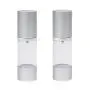 2PCS Clear 30ml 1oz Empty Upscale Refillable Plastic Airless Pump Bottles Make Up Cream Lotion Toner Cosmetic Toiletries Liquid Storage Containers Jar Pots With Silver Cap