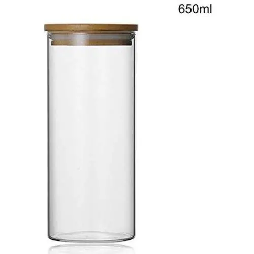 Bouteilles en verre borosilicate transparentes Isily, Canisters avec couvercle en bambou, pour cuisine, garde-manger, café, thé, biscuits, noix.