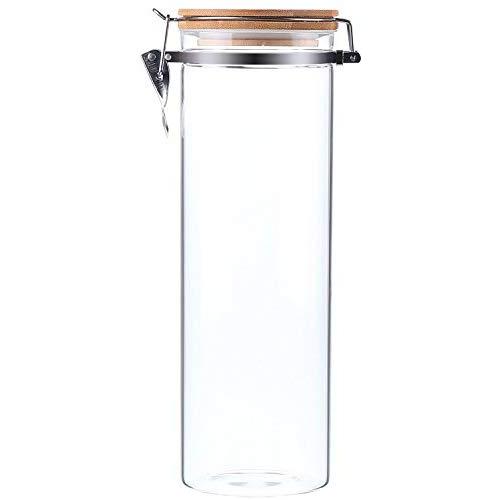 AUYE Glass Storage Jar,Coffee Bean & Kitchen food Container With Clamp Airtight wood Lid (68-Ounce)