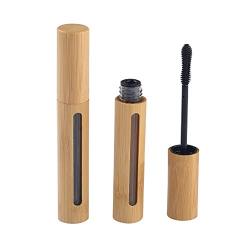 2Pcs 6ml High-Grade Bamboo Mascara Tube Bottles Vials Reusable Refillable Empty Eyelash Cream Container Bottle with Eyelash Wand and Plug for Castor Oil, Eyelash Growth Oil, DIY Mascara Travel Bottles