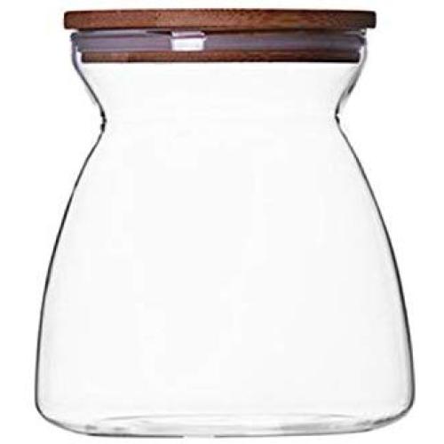 Grain Canister Food Sealed Storage Container Clear Plastic Glass Jar For Loose Tea Coffee Bean Sugar Salt 1100/700Ml,Glass 700Ml