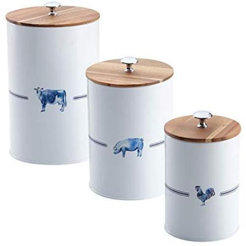 Paula Deen 47173 Pantryware Food Storage Container Set / Food Storage Jar Set - 3 Piece, Country Barnyard