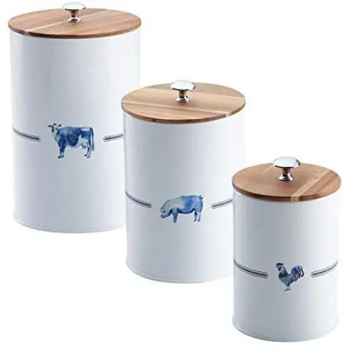 Paula Deen 47173 Pantryware Lebensmittel-Aufbewahrungskrüger Set / Lebensmittelbehälter Set – 3 Stück, Country Barnyard