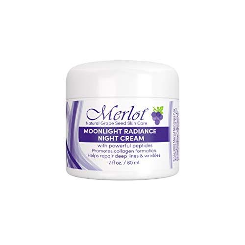 2 oz NIGHT CREAM By MERLOT - Travel Size - MOONLIGHT RADIANCE - ANTI-AGING NIGHT FIRMING CREAM & FACE MOISTURIZER - HELPS REPAIR LINES & WRINKLES - MADE WITH AVOCADO OIL & GRAPE SEED EXTRACT