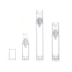 12Pcs Portable Empty Refillable Clear Plastic Airless Vacuum Pump Bottle Cosmetic Make-up Cream Lotion Sample Packing Toiletries Liquid Storage Container Vial Jars(15ml/0.5oz)