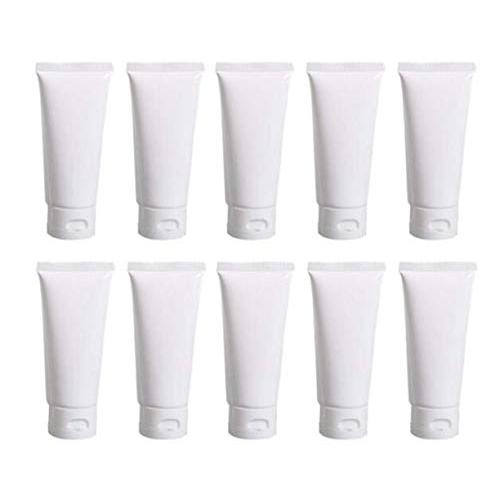 20PCS 80ml/2.7oz Empty Refill White Plastic Cosmetic Lotion Tubes Bottles Shampoo Facial Cleanser Makeup Sample Soft Container Tube Bottle Vial Jar Pot Case with Flip Cap