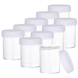 PH PandaHall 10 pcs 120ml(4 Oz) Empty Clear Plastic Slime Storage Favor Jars Wide-Mouth Sample Containers Round Cosmetic Travel Pot with White Screw Cap Lids for Beads Jewelry Make Up Nails Art