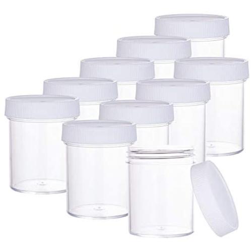 PH PandaHall 10 pcs 120ml(4 Oz) Empty Clear Plastic Slime Storage Favor Jars Wide-Mouth Sample Containers Round Cosmetic Travel Pot with White Screw Cap Lids for Beads Jewelry Make Up Nails Art