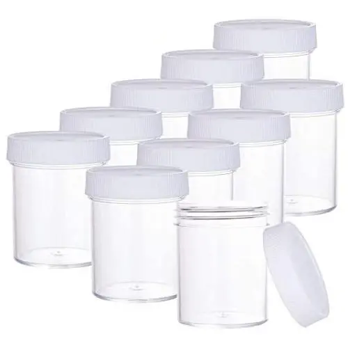 PH PandaHall 10 Stück 120 ml (4 Oz) Leere Klare Plastik Slime Behälter Lagerung Favors Kleine Behältnisse Runde Kosmetik Reisebehälter mit Weißen Schraubverschlüssen für Perlen Schmuck Make-Up Nagelkunst