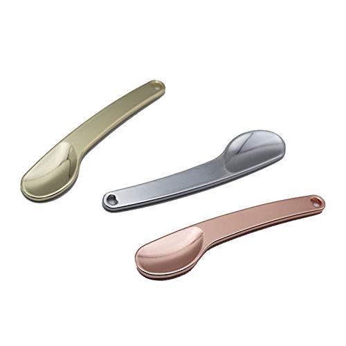 Chris.W 3 Pack Curved Cosmetic Spatula Scoops Makeup Mask Spatulas Facial Cream Spoon for Mixing and Sampling(Rose Gold/Silver/Gold)