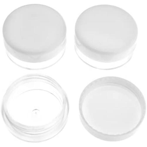 3 Gram/3ml Clear Plastic Lip Balm Small Sample Cosmetic Jars Container Pot Empty with White Cap (Set of 100 Pieces)