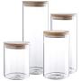 Clear Glass Storage Jar 60/47/34/24oz With Beech Wood Lid Set of 4 Glass Canister With Airtight Lid Food Storage Jar