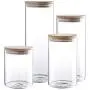 Clear Glass Storage Jar 60/47/34/24oz With Beech Wood Lid Set of 4 Glass Canister With Airtight Lid Food Storage Jar Clear Glass Storage Jar 60/47/34/24oz With Beech Wood Lid Set of 4 Glass Canister With Airtight Lid Food Storage Jar