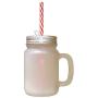 Soft Pink Christmas Tree Style 2 Frosted Glass Mason Jar With Straw