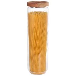 77L Glass Storage Jar, 52.13 FL OZ (1543 ML), Glass Storage Jar with Sealed Wooden Lid, Clear Food Storage Jar for Storing Spaghetti, Rice, Pasta and More