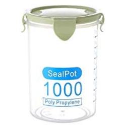 LUYANhapy9 Food Storage Sealing Can, Kitchen Transparent Spices Bean Tea Grain Clear PP Storage Box Jar with Airtight Seal Lid Green 1000ml