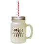 Brown GrannyS Kitchen Frosted Glass Mason Jar With Straw