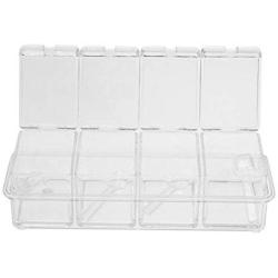 KNUPFMTI 4pcs/set Clear Seasoning Box Rack Spice Pots Kitchen Spice Storage Bottle Jars Transparent Container with Cover and Spoon