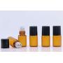 25Pcs Essential Oil Roller Bottles Mini 1ml/2ml/3ml Amber Glass Metal Ball Empty Roll On Glass Bottle Perfume Sample Vials Jar For Aromatherapy Lip Balm Cream Liquid With Black Cap (2ml)