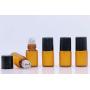 25Pcs Essential Oil Roller Bottles Mini 1ml/2ml/3ml Amber Glass Metal Ball Empty Roll On Glass Bottle Perfume Sample Vials Jar For Aromatherapy Lip Balm Cream Liquid With Black Cap (2ml)