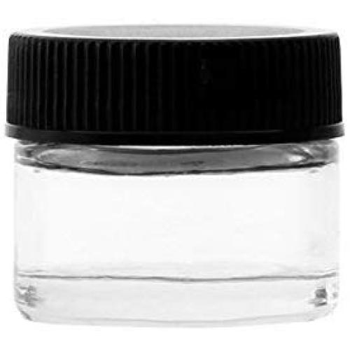 5ML - Clear Glass Jar - Screw Top Black Cap - 50 pcs
