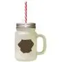 Braunes kleines griechisches Haushund-Silhouette Glasbehälter mit Stroh – Mason Jar 

请注意：这是一个非常接近字数的翻译，如果需要更精简的表达，可能需要调整措辞。