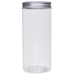 UPKOCH 6pcs Clear Plastic Airtight Food Storage Container Canister with Aluminium Caps for Snacks Spice Grain Cereals