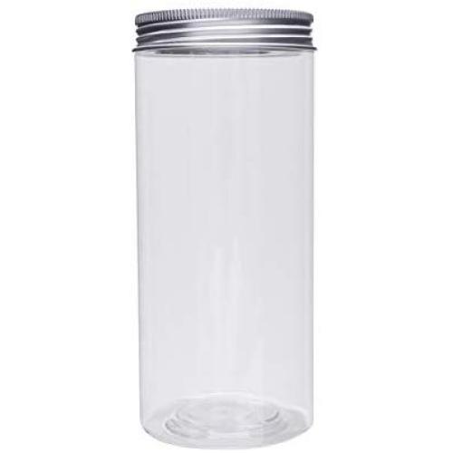 UPKOCH 6pcs Clear Plastic Airtight Food Storage Container Canister with Aluminium Caps for Snacks Spice Grain Cereals