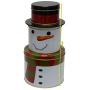 Christmas Tins with lids in nested sectional Santa and Snowman shapes, great for cookies, chocolate, candy or other treats and food storage (Set of 2)