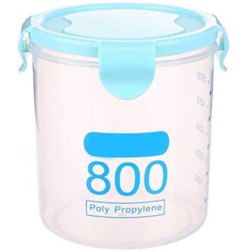 OUYAWEI for Kitchen Grain Storage Tank Box Transparent Sealed Plastic Jar Food Storage Container Blue 800ml