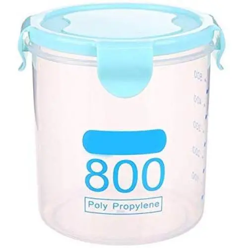 OUYAWEI for Kitchen Grain Storage Tank Box Transparent Sealed Plastic Jar Food Storage Container Blue 800ml