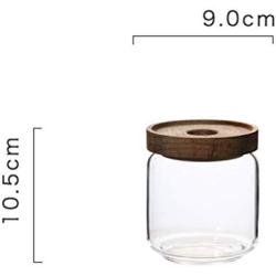 UPKOCH 500ML Portable Candy Jar Food Grain Container Glass Jar with Wooden Lid (9X10.5cm)