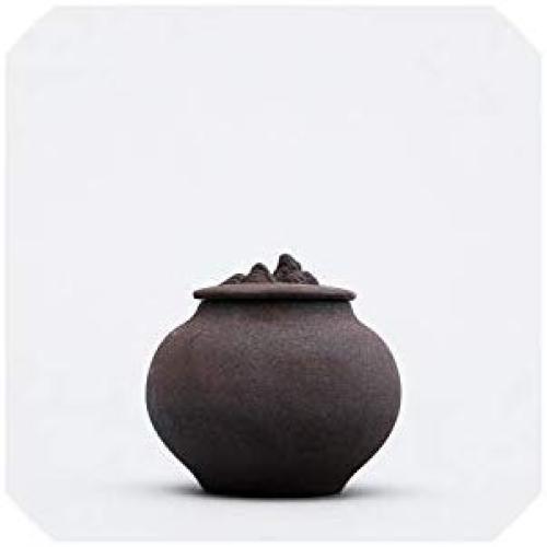 Japanese Style Coarse Pottery Tea Cans Tea Set Tea Caddy Jar Pot Sugar Bowl Tea Sealed Creative Home Decor,F