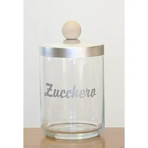 Italo Ottinetti Glasbehälter Matt Aluminium Deckel Holzaknob 1 Liter, Metallic, eine Größe