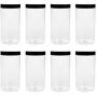 Lawei 8 Pack 34 oz Clear Plastic Jars with Black Lids - Plastic Food Storage Jars for Kitchen & Household Storage of Dry Goods, Nuts, Cookie and more