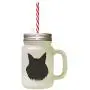 Black Maine Coon Cat Head Silhouette Frosted Glass Mason Jar With Straw Black Maine Coon Cat Head Silhouette Frosted Glass Mason Jar With Straw
