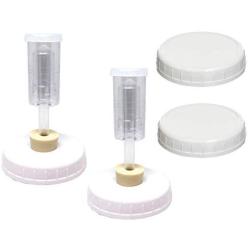 Jarming Collections - Fermentation Lid Kit - 2 Wide Mouth Fermenting Lids with Airlocks and Stoppers Includes 2 Storage Lids and Instructions (Lids Fit On Wide Mouth Glass Mason Jars)