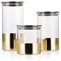 wuchenmin 3-Piece Glass Canisters Sets，Food Storage Jar with Silicone Seal High Borosilicate Glass Glass Jars Vacuum for Serving Tea, Coffee.