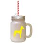 Yellow Podenco Canario Silhouette Frosted Glass Mason Jar With Straw