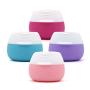 Beaupretty 4pcs Silicone Cream Jars Small Travel Comestic Containers Leakproof Toiletry Cases with Hard Sealed Lids for Face Hand Body Cream (Red, Purple, Blue, Pink Each One)