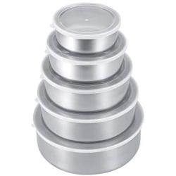 Zerone Food Freshness Seal Bowl Stainless Steel Storage Preservation Box 5 Units