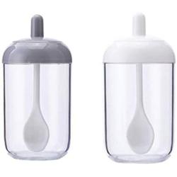 UPKOCH 2pcs Seasoning Bottle Glass Transparent Empty Storage Jars Jars with Spoon for Kitchen Restaurant Home