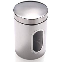 Airtight Window Kitchen Canister,3PCS Stainless Steel Window Canister Tea Coffee Sugar Nuts Jar Storage Set