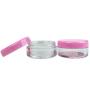 (Quantity: 200 Pcs) Beauticom 5G/5ML Round Clear Jars with Pink Lids for Cosmetics, Medication, Lab and Field Research Samples, Beauty and Health Aids - BPA Free
