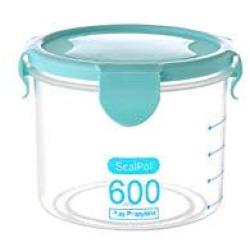 LUYANhapy9 Food Storage Sealing Can, Kitchen Transparent Spices Bean Tea Grain Clear PP Storage Box Jar with Airtight Seal Lid Blue 600ml