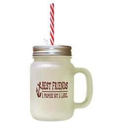 Maroon Best Friends A Promise Not A Label Frosted Glass Mason Jar With Straw